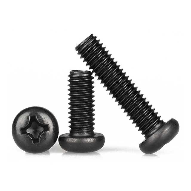 DIN 7985 Винт из углеродистой стали с крестообразным шлицем и полукруглой головкой, черная отделка