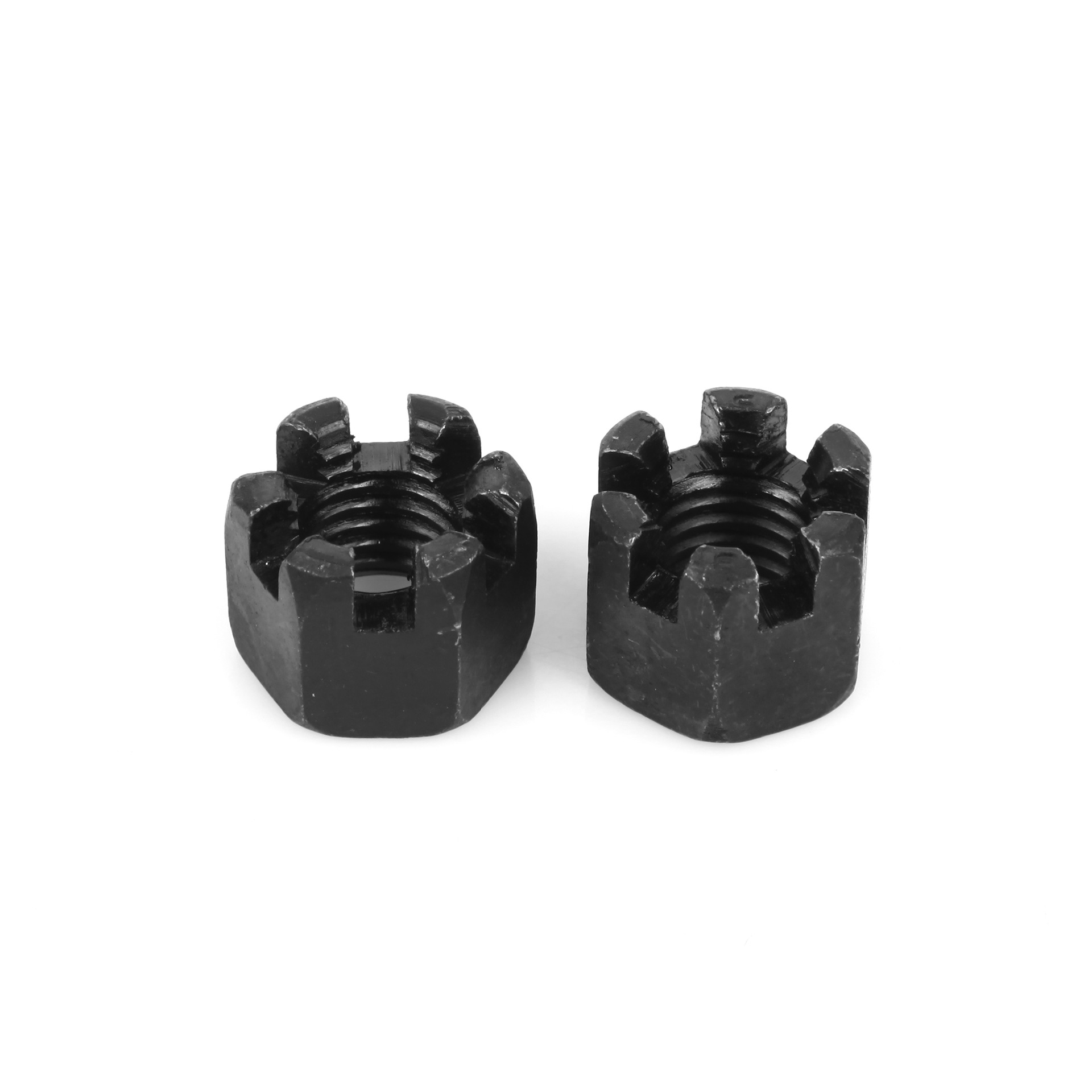 Шестигранная шлицевая гайка din935 черная